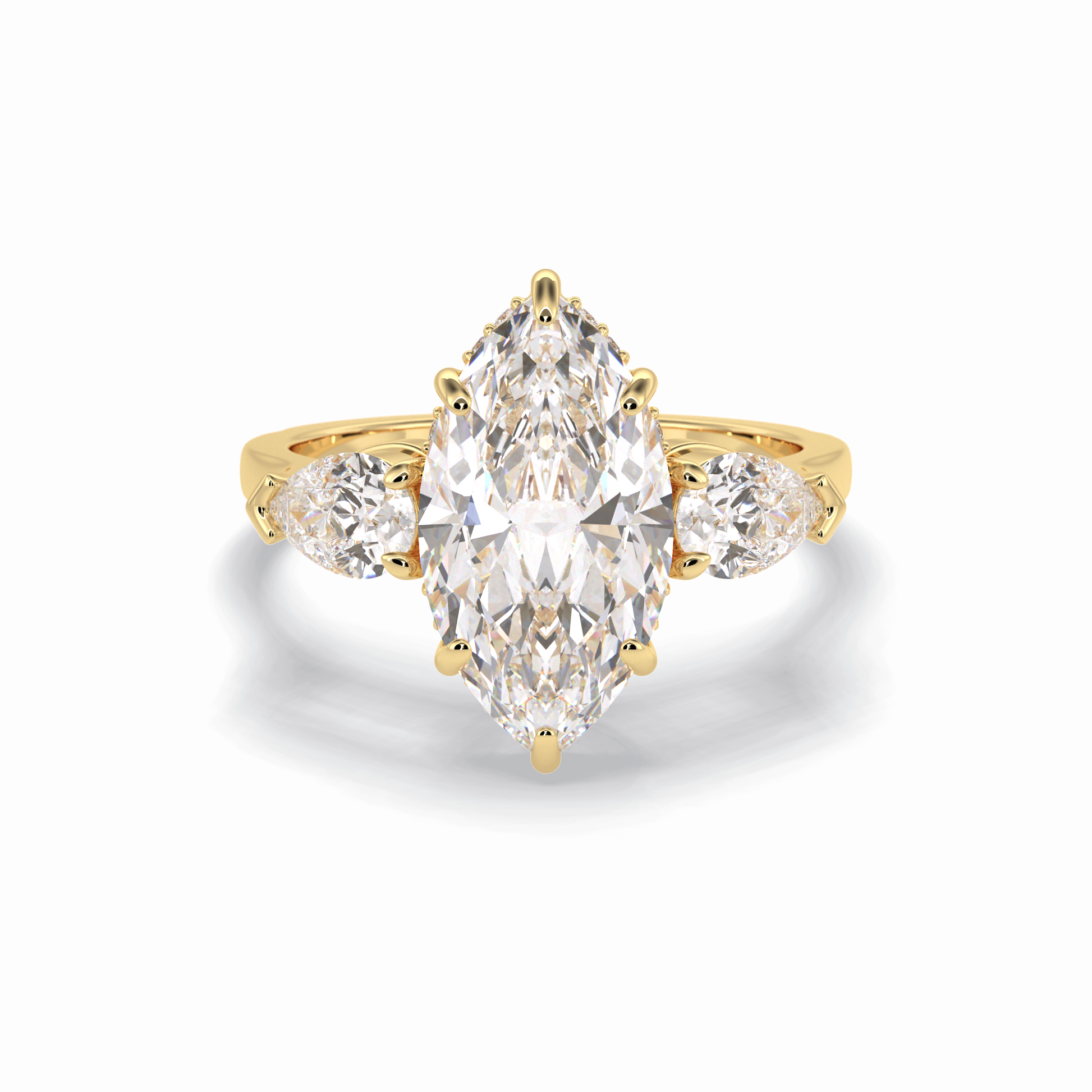 Marquise Three Stone Lab Grown Diamond Engagement Ring