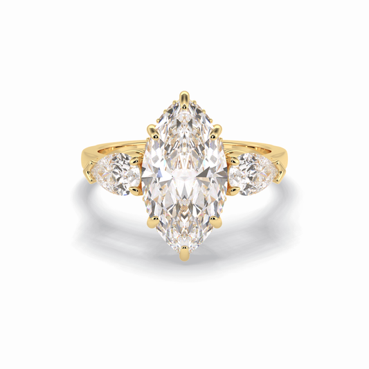 Marquise Three Stone Lab Grown Diamond Engagement Ring