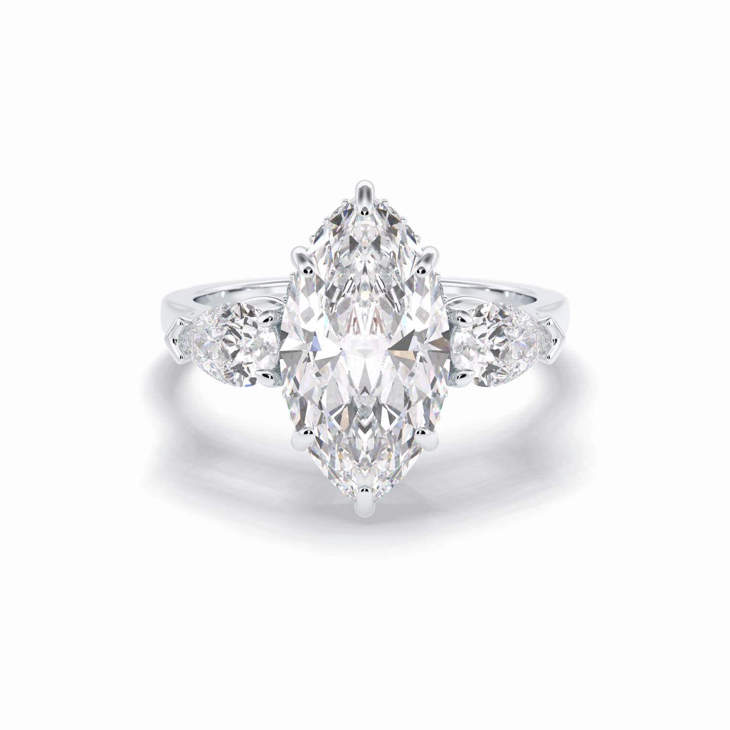 Marquise Three Stone Lab Grown Diamond Engagement Ring