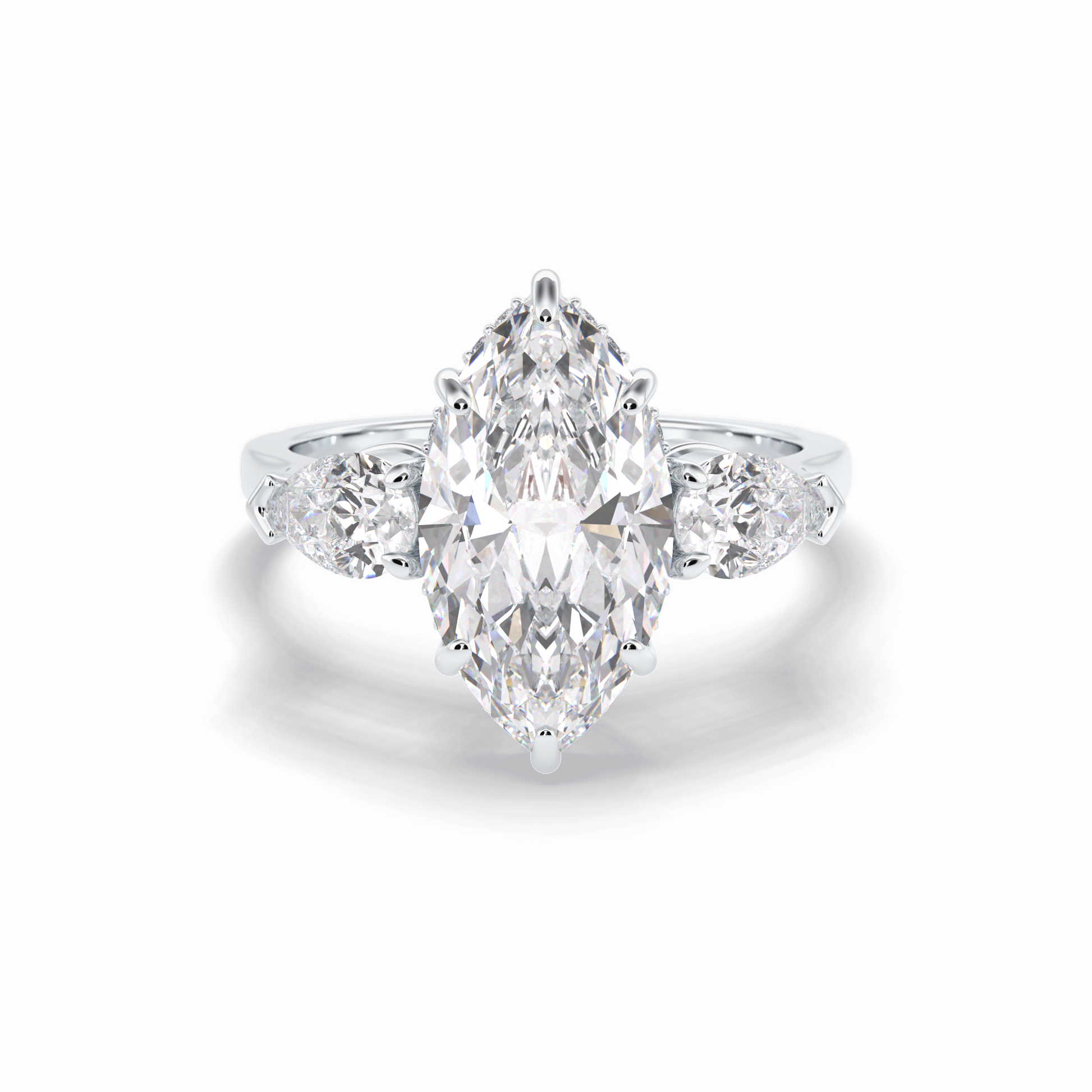 Marquise Three Stone Lab Grown Diamond Engagement Ring