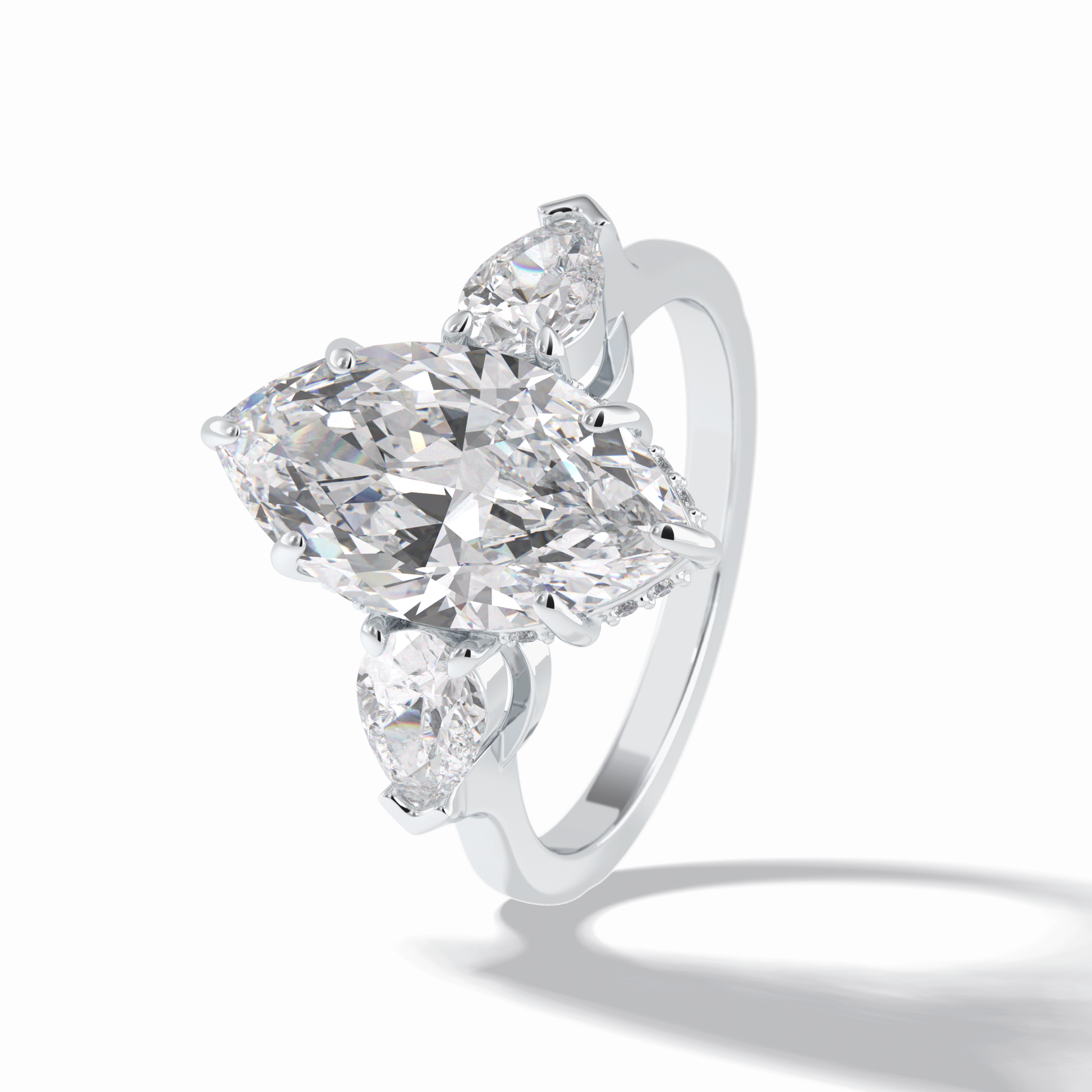 Marquise Three Stone Lab Grown Diamond Engagement Ring