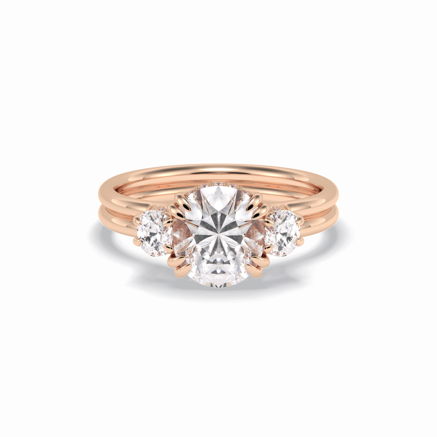 Round Three Stones Lab Grown Diamond Engagement Ring