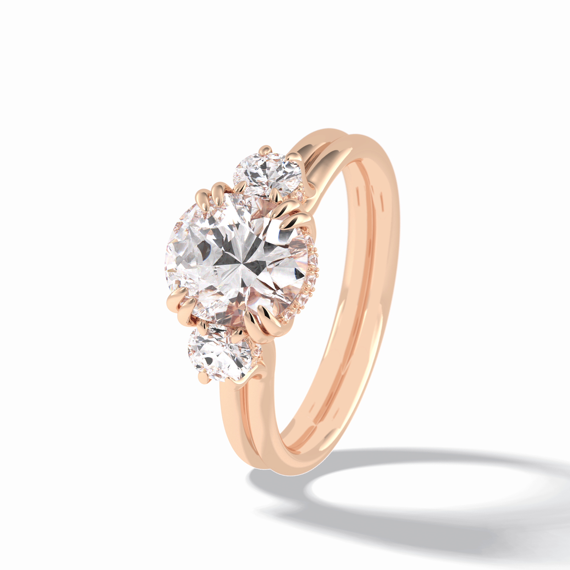 Round Three Stones Lab Grown Diamond Engagement Ring