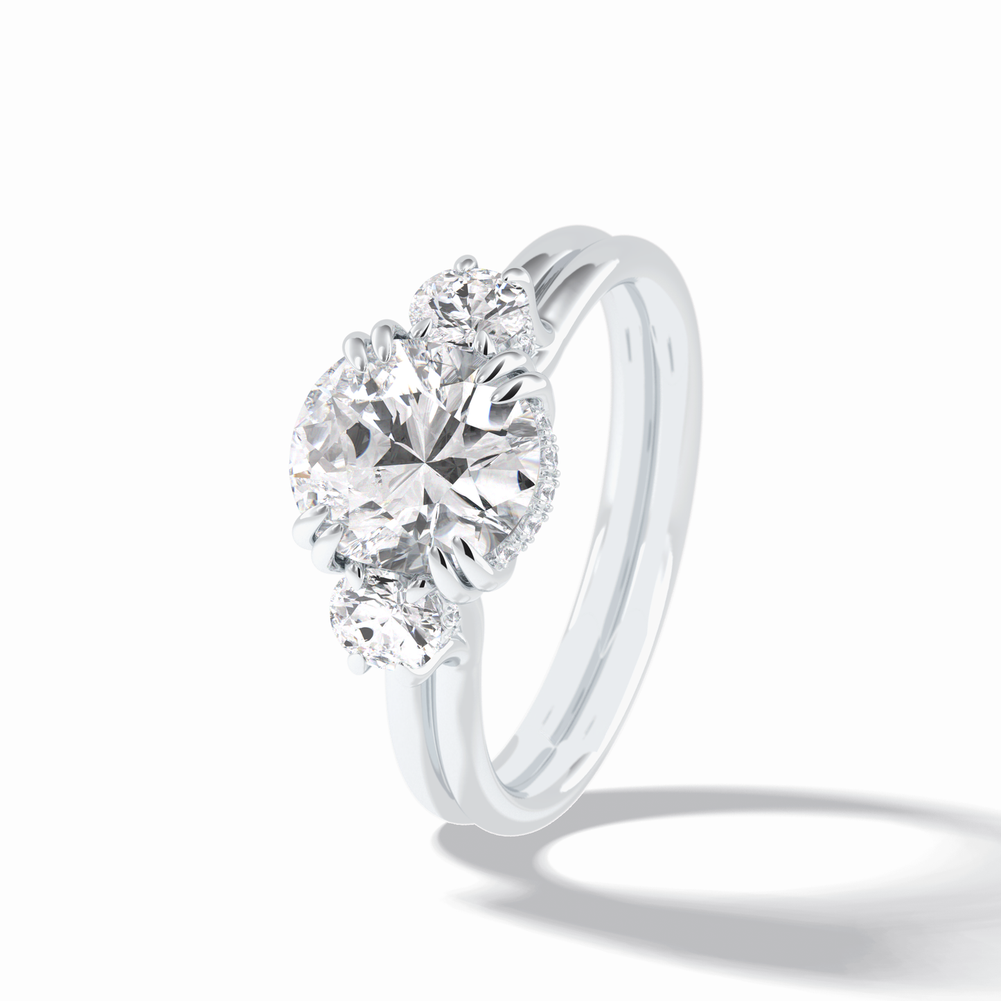 Round Three Stones Lab Grown Diamond Engagement Ring
