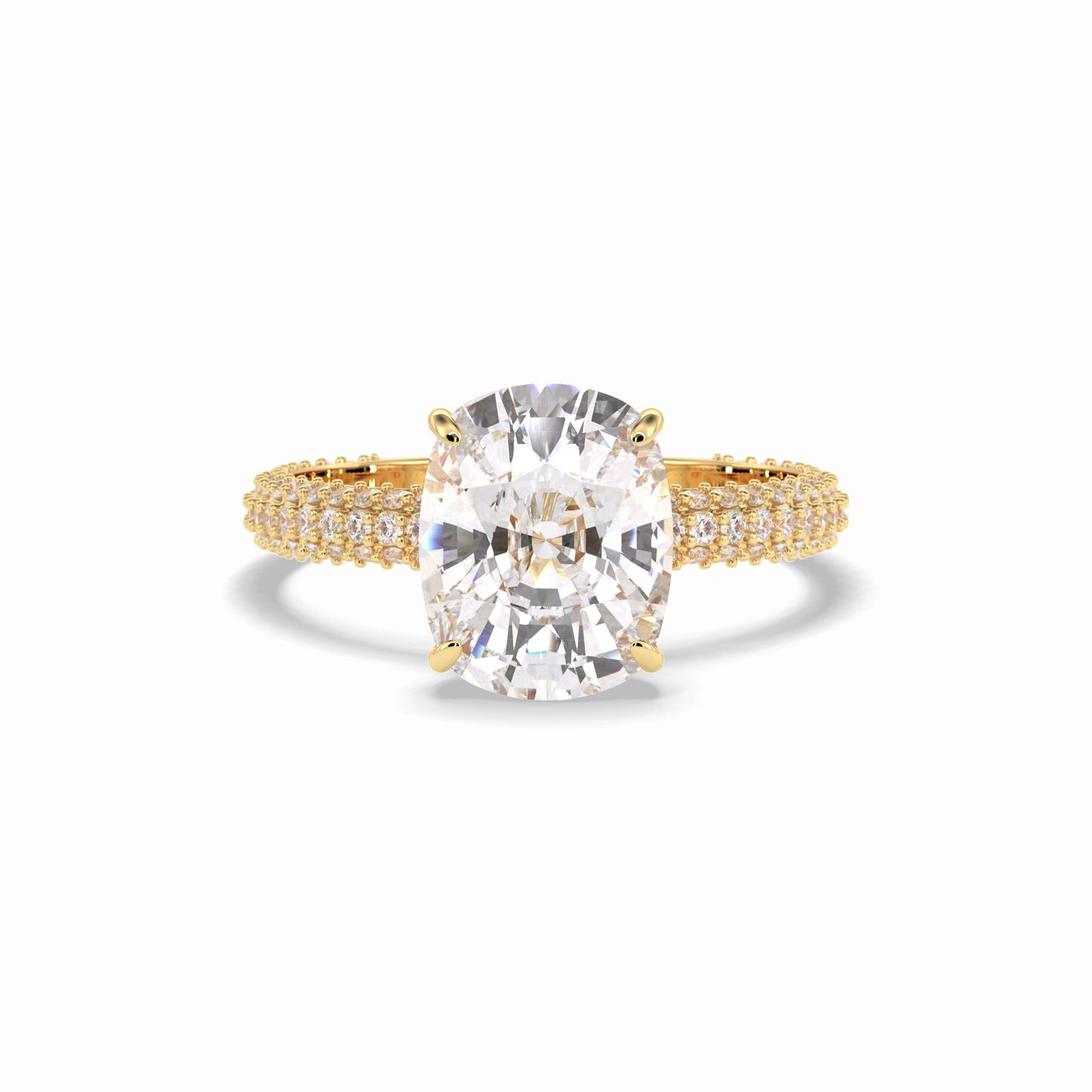 Cushion Hidden Halo & PaveLab Grown Diamond Engagement Ring