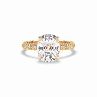 Cushion Hidden Halo & PaveLab Grown Diamond Engagement Ring
