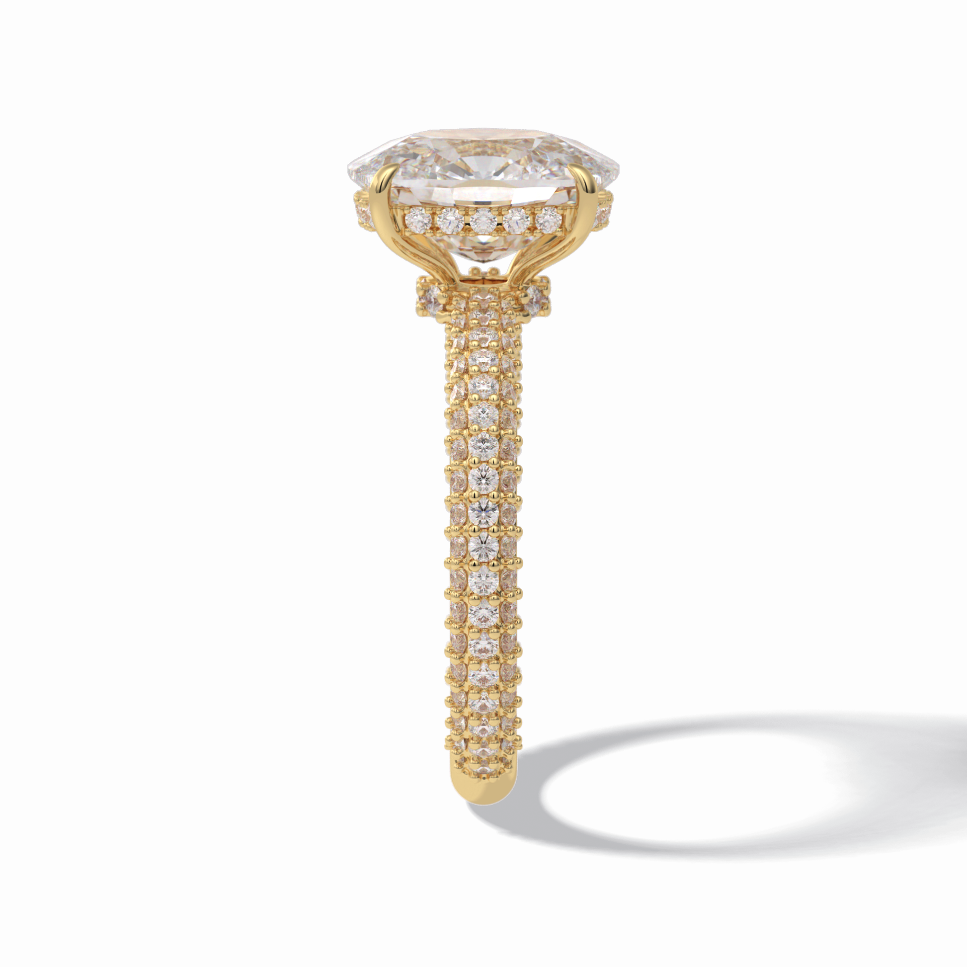 Cushion Hidden Halo & PaveLab Grown Diamond Engagement Ring