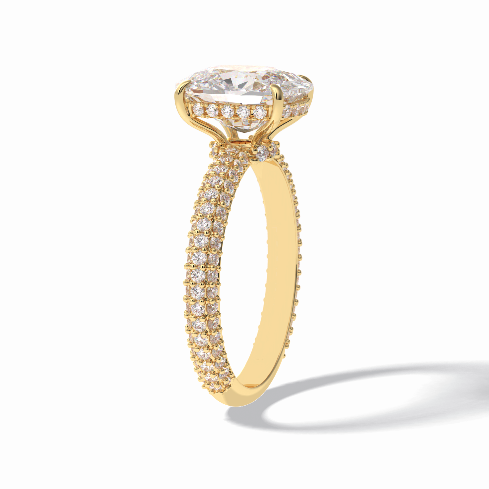 Cushion Hidden Halo & PaveLab Grown Diamond Engagement Ring