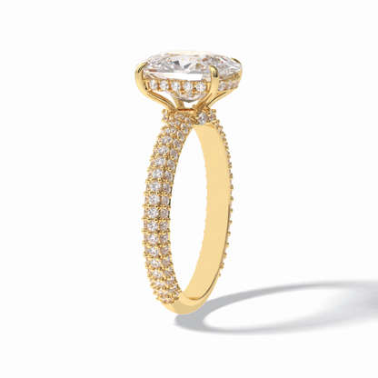 Cushion Hidden Halo & PaveLab Grown Diamond Engagement Ring