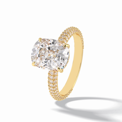 Cushion Hidden Halo & PaveLab Grown Diamond Engagement Ring