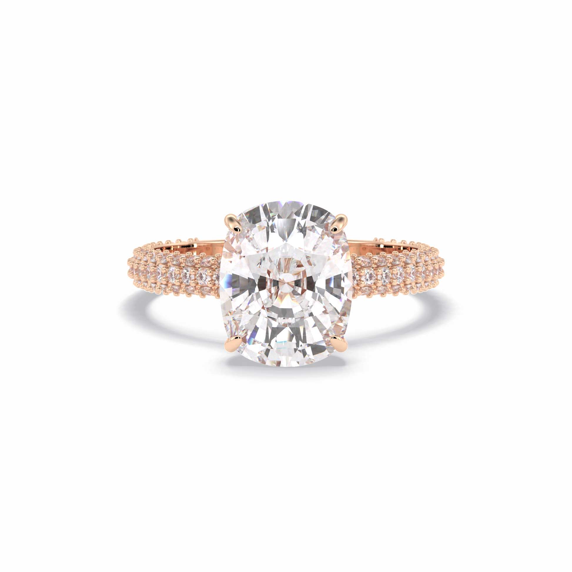 Cushion Hidden Halo & PaveLab Grown Diamond Engagement Ring