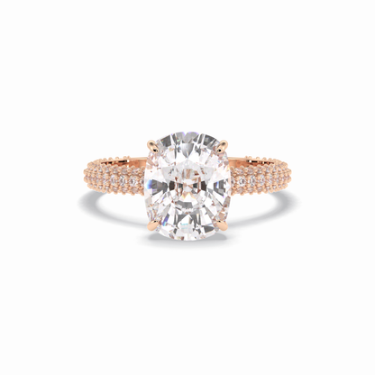 Cushion Hidden Halo & PaveLab Grown Diamond Engagement Ring