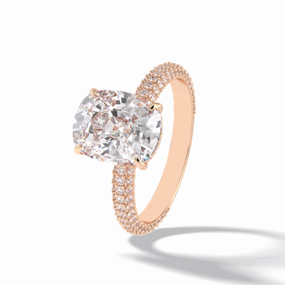 Cushion Hidden Halo & PaveLab Grown Diamond Engagement Ring