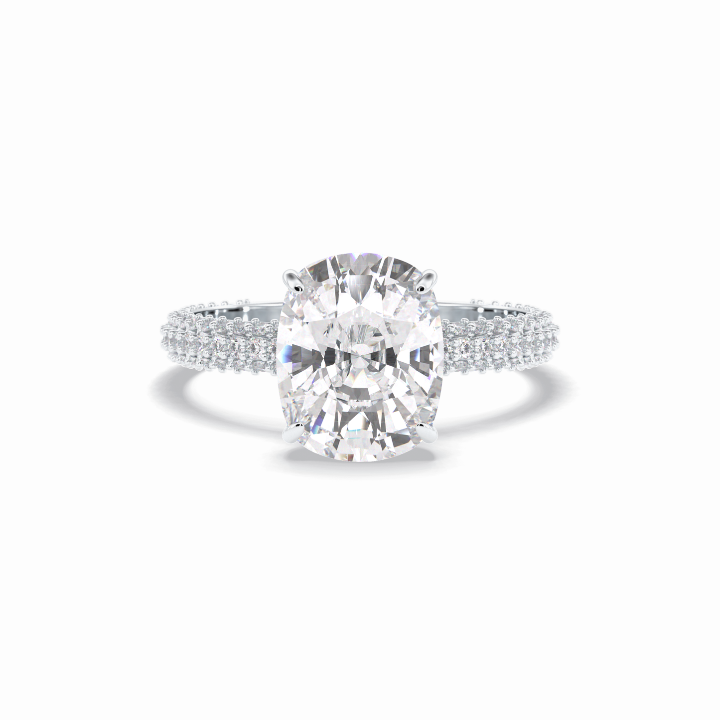 Cushion Hidden Halo & PaveLab Grown Diamond Engagement Ring