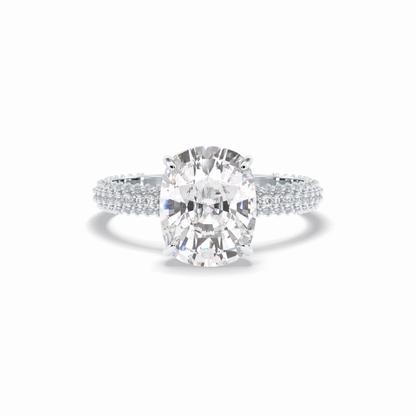 Cushion Hidden Halo & PaveLab Grown Diamond Engagement Ring