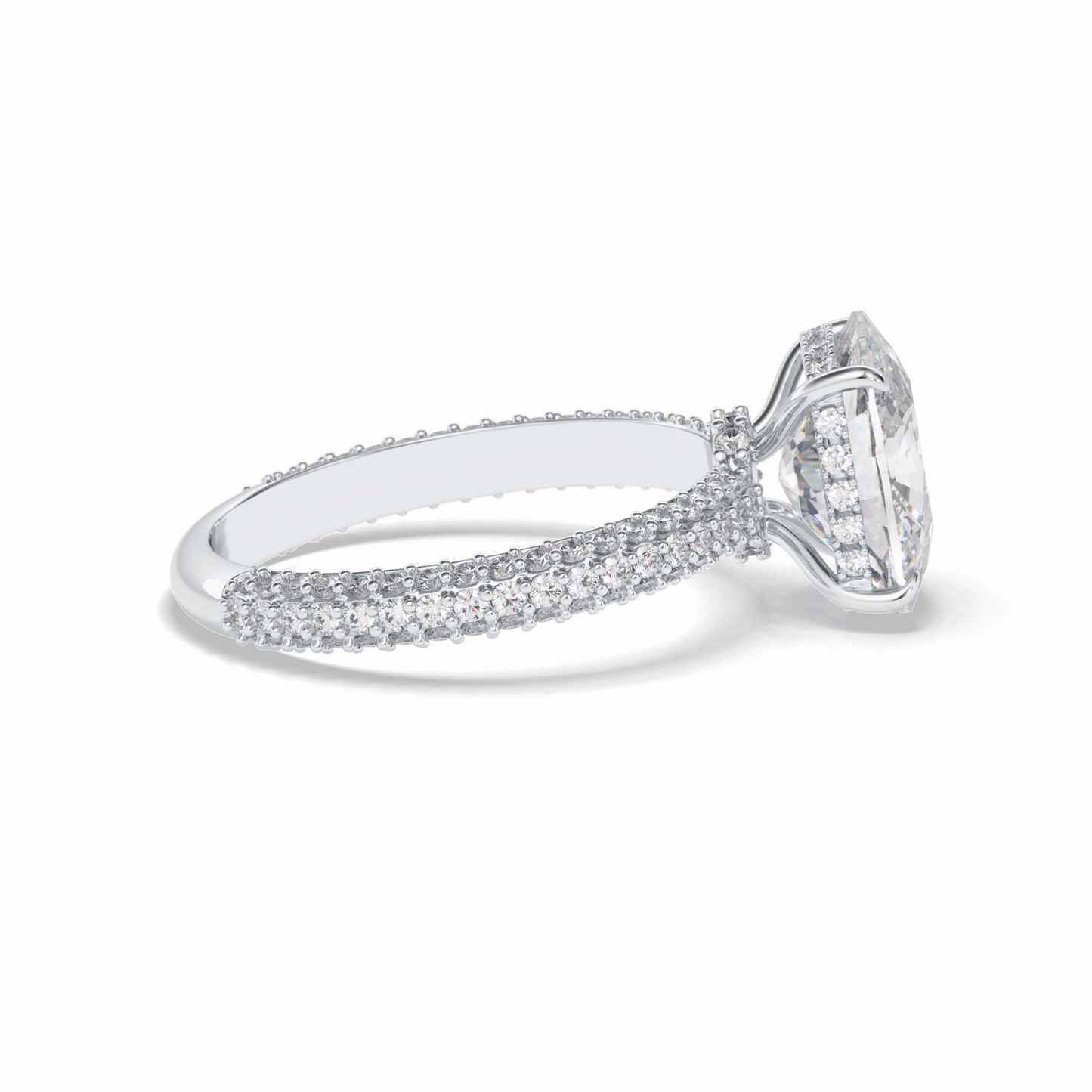Cushion Hidden Halo & PaveLab Grown Diamond Engagement Ring