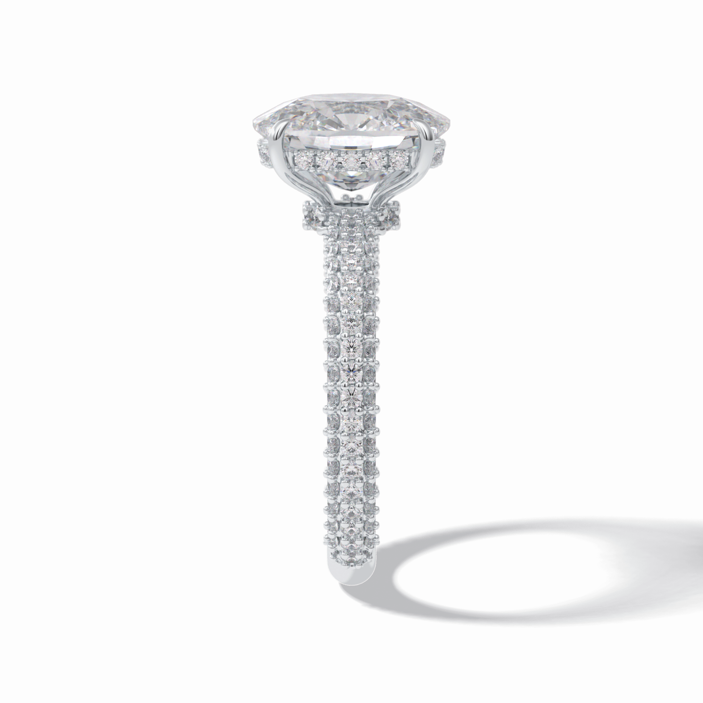Cushion Hidden Halo & PaveLab Grown Diamond Engagement Ring