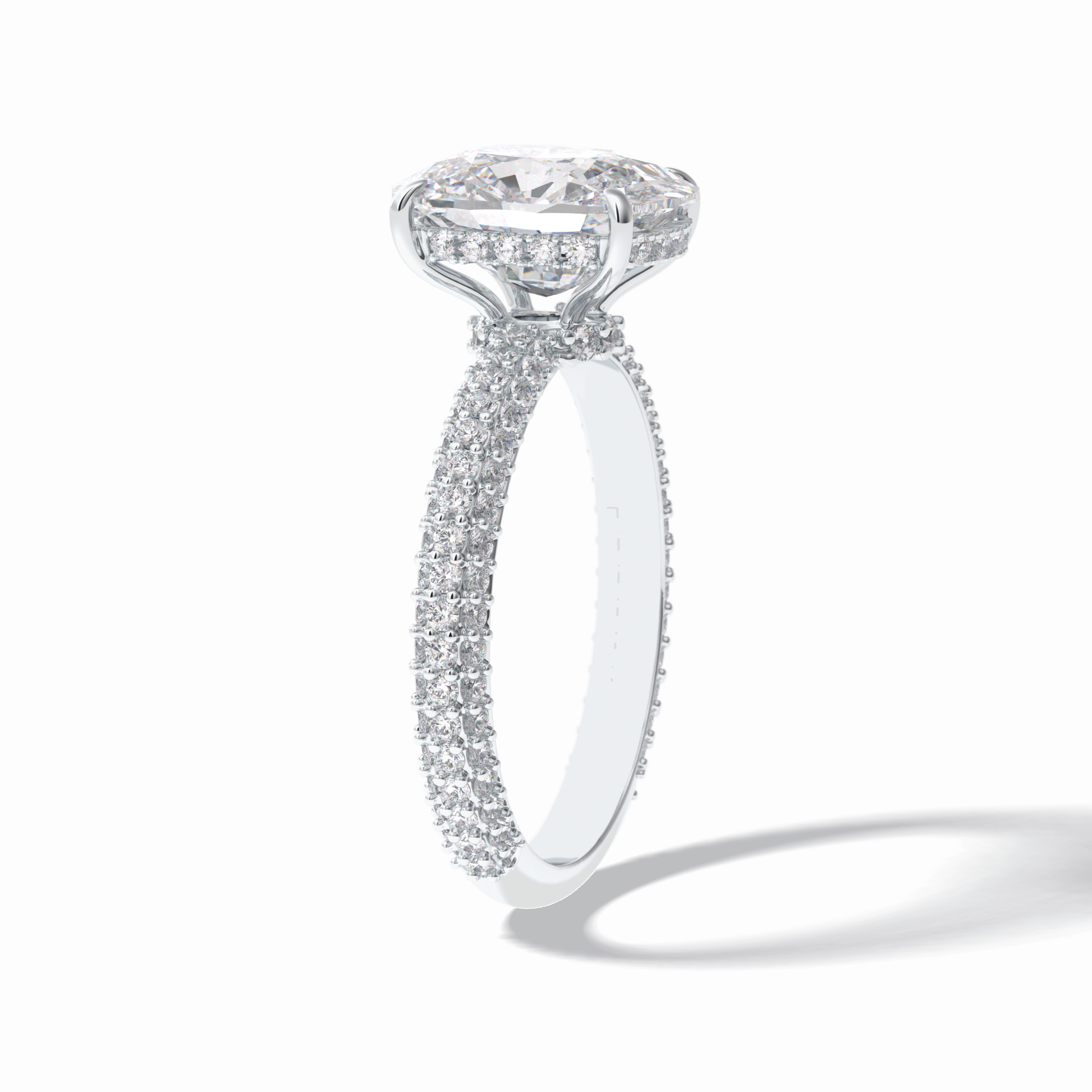 Cushion Hidden Halo & PaveLab Grown Diamond Engagement Ring
