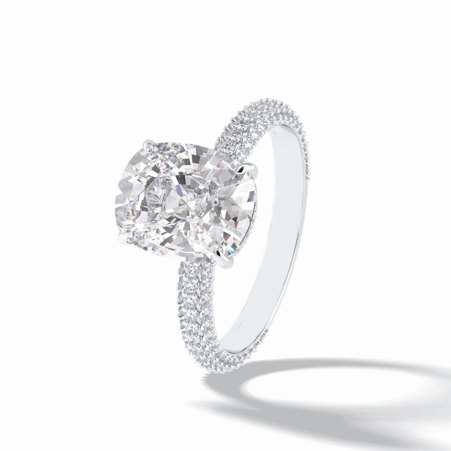 Cushion Hidden Halo & PaveLab Grown Diamond Engagement Ring