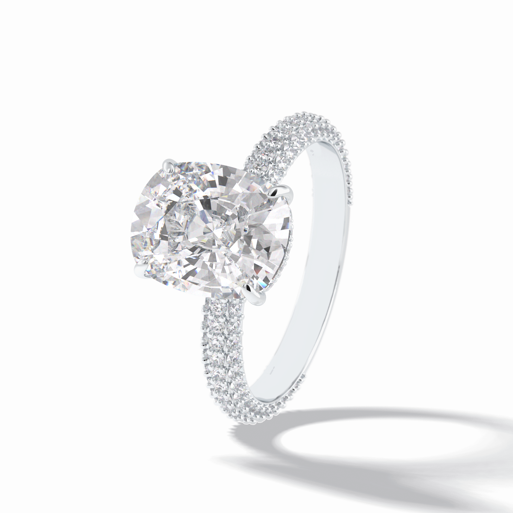 Cushion Hidden Halo & PaveLab Grown Diamond Engagement Ring
