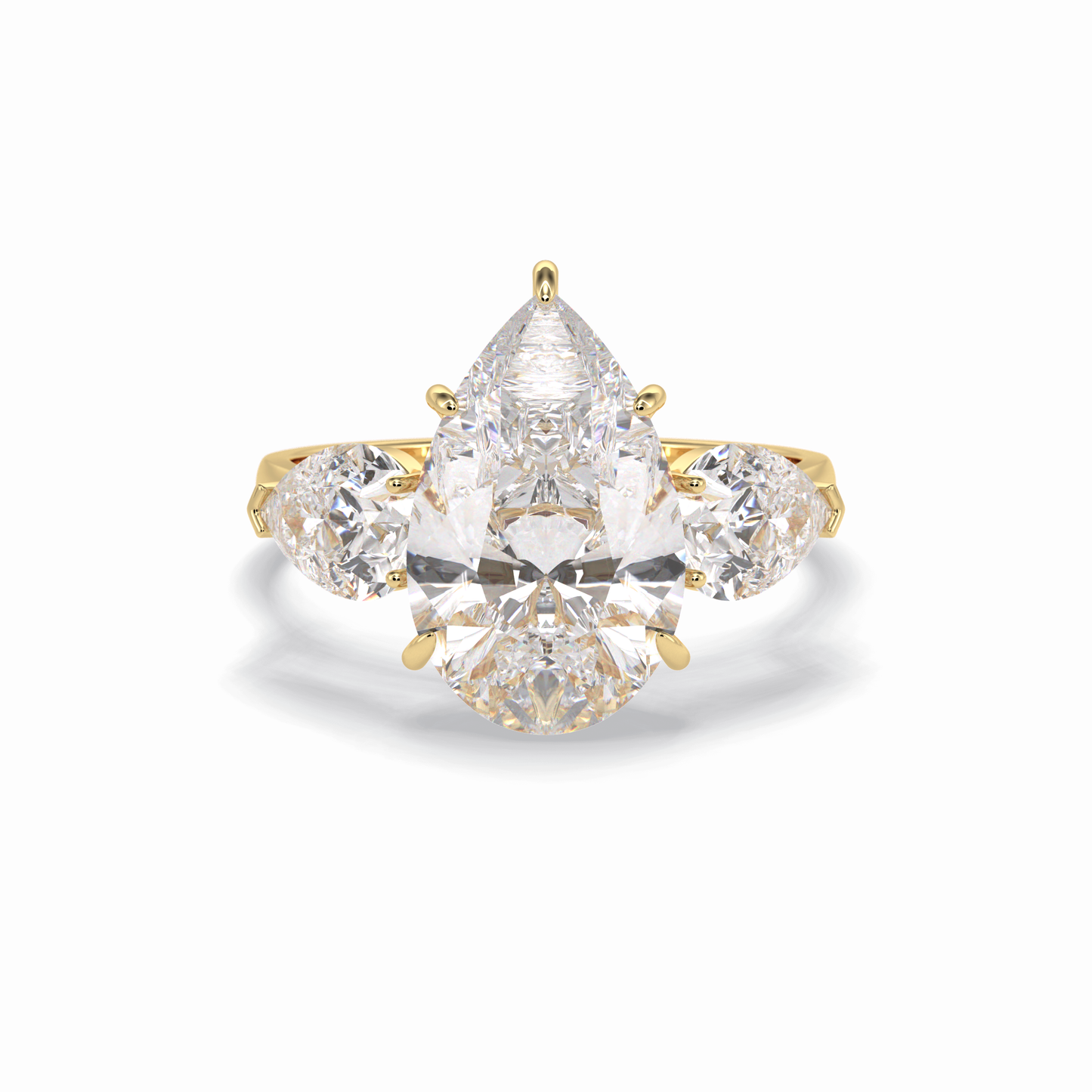 Pear Hidden Halo & Three Stones Lab Grown Diamond Engagement Ring