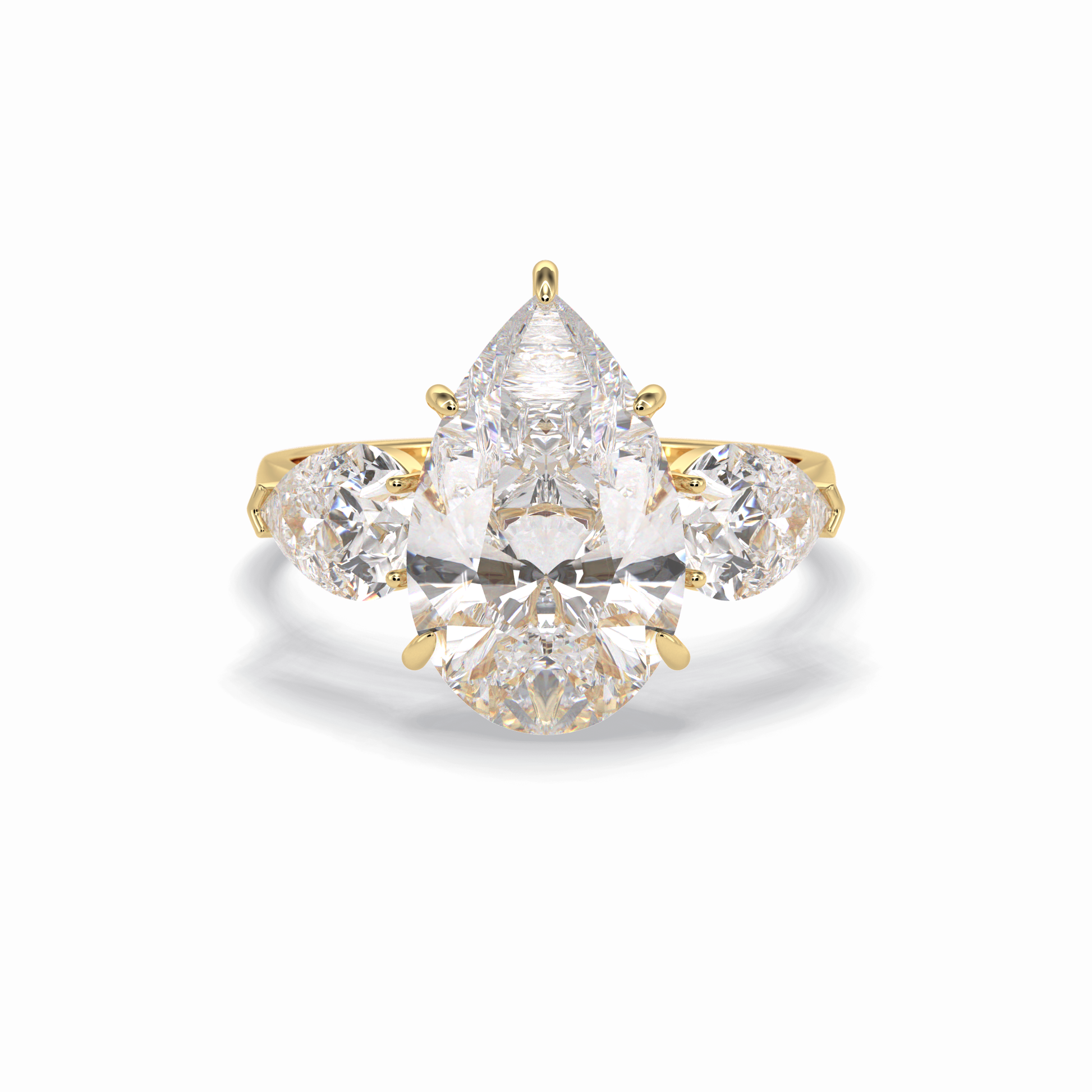 Pear Hidden Halo & Three Stones Lab Grown Diamond Engagement Ring