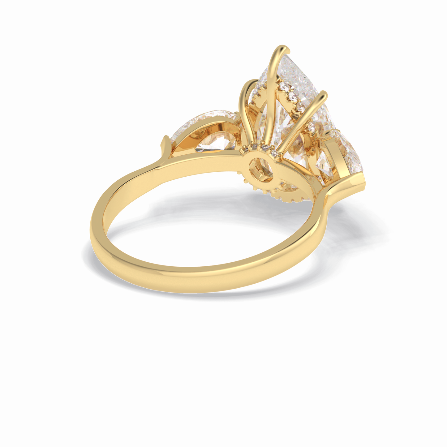 Pear Hidden Halo & Three Stones Lab Grown Diamond Engagement Ring