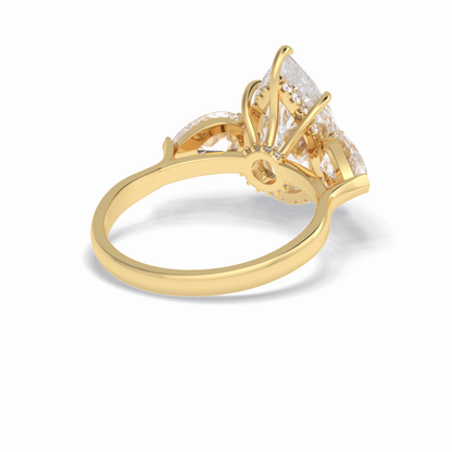 Pear Hidden Halo & Three Stones Lab Grown Diamond Engagement Ring