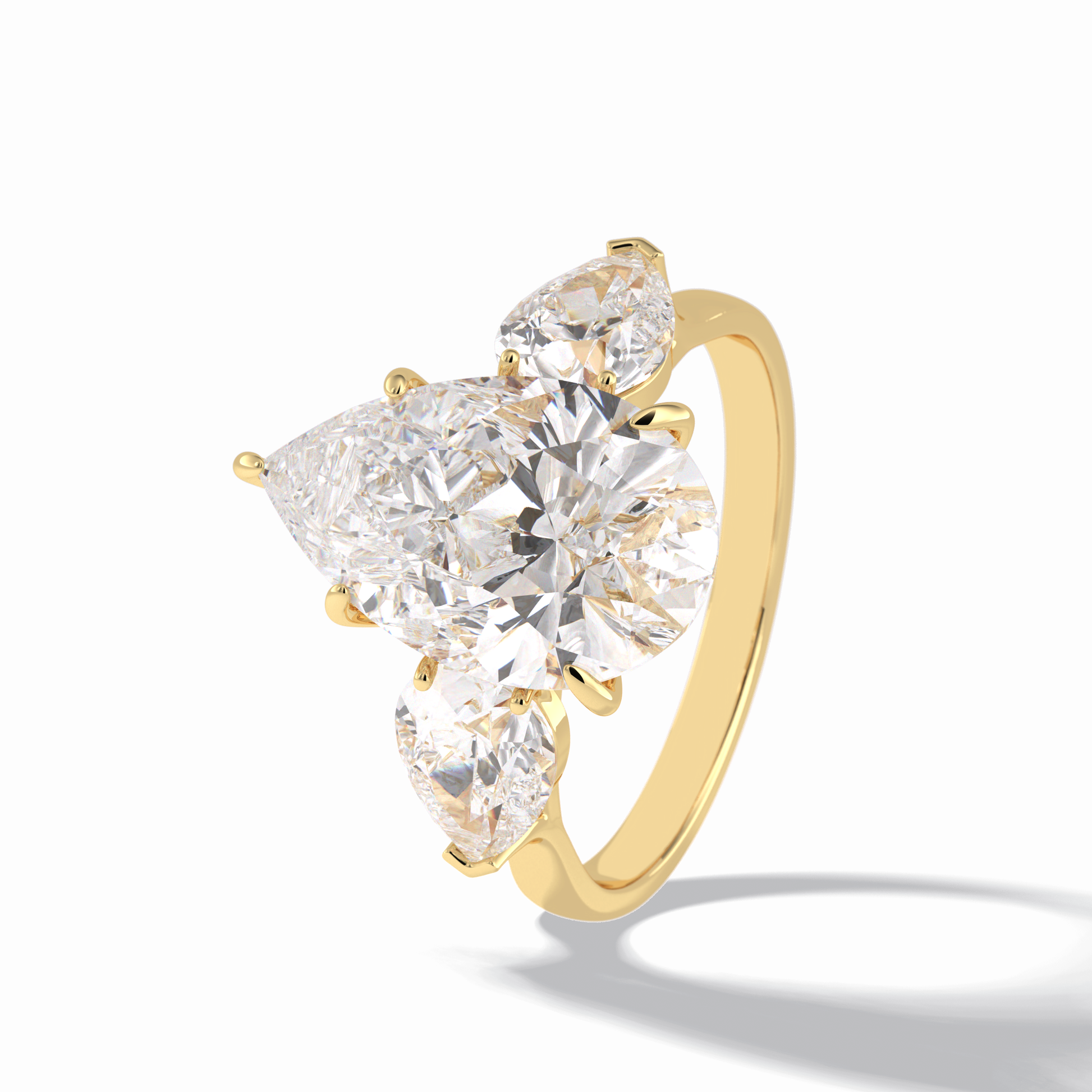 Pear Hidden Halo & Three Stones Lab Grown Diamond Engagement Ring