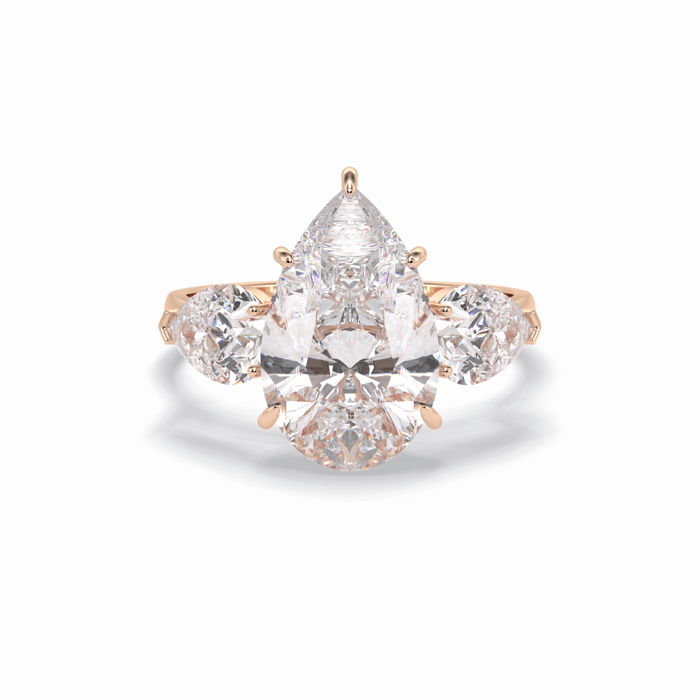 Pear Hidden Halo & Three Stones Lab Grown Diamond Engagement Ring