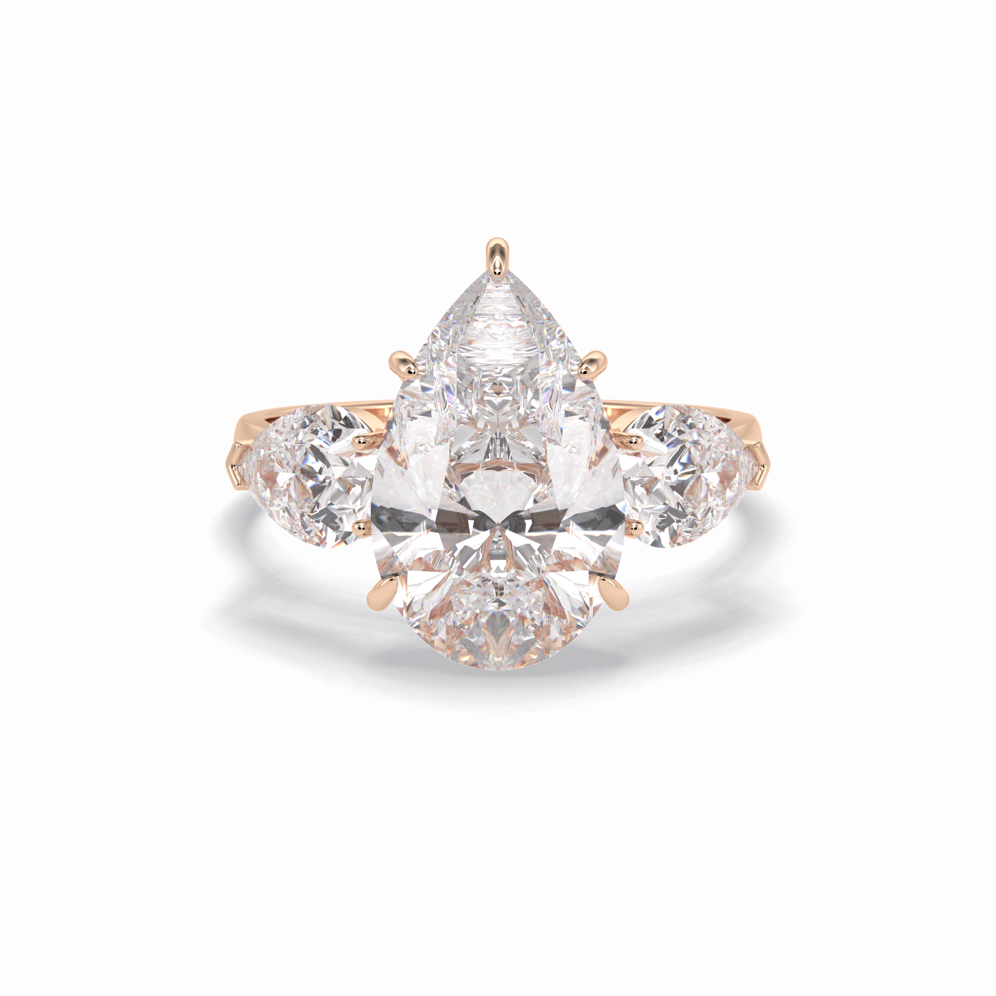 Pear Hidden Halo & Three Stones Lab Grown Diamond Engagement Ring