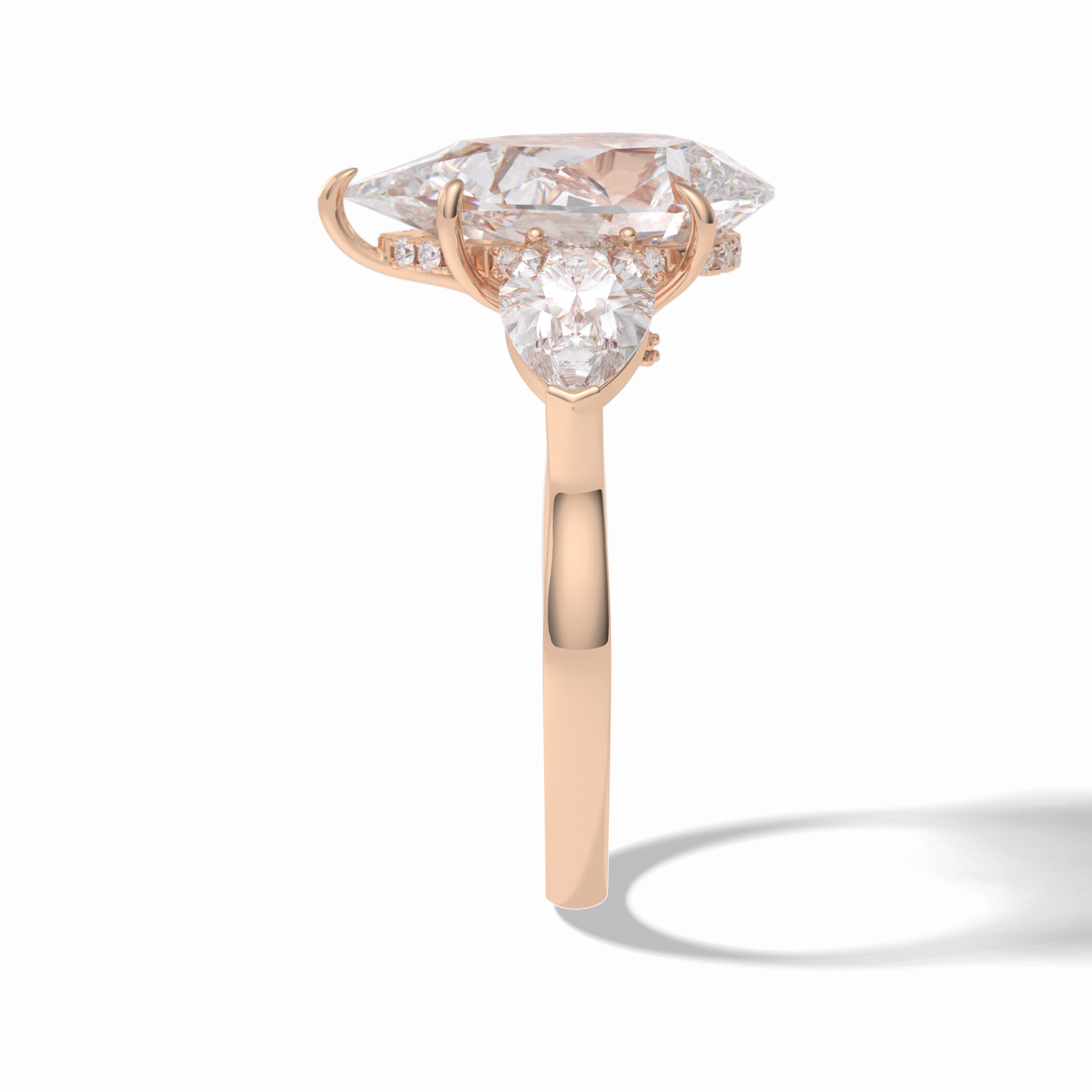 Pear Hidden Halo & Three Stones Lab Grown Diamond Engagement Ring
