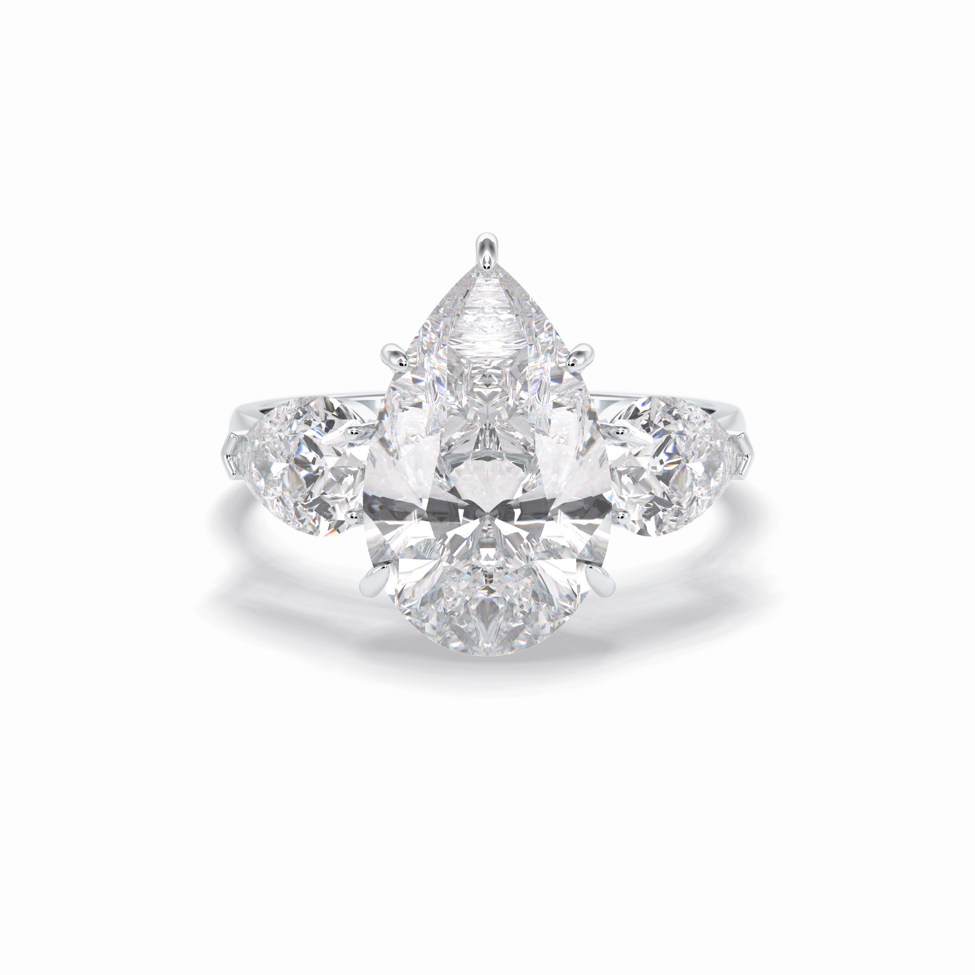 Pear Hidden Halo & Three Stones Lab Grown Diamond Engagement Ring