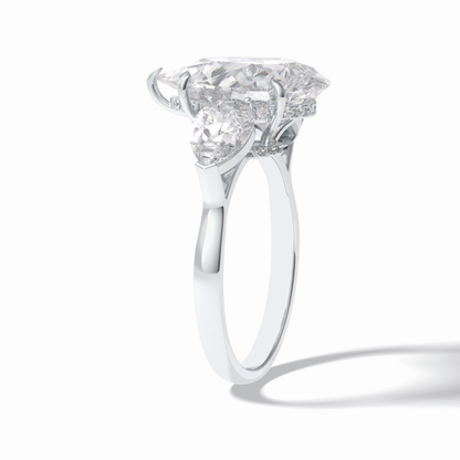 Pear Hidden Halo & Three Stones Lab Grown Diamond Engagement Ring