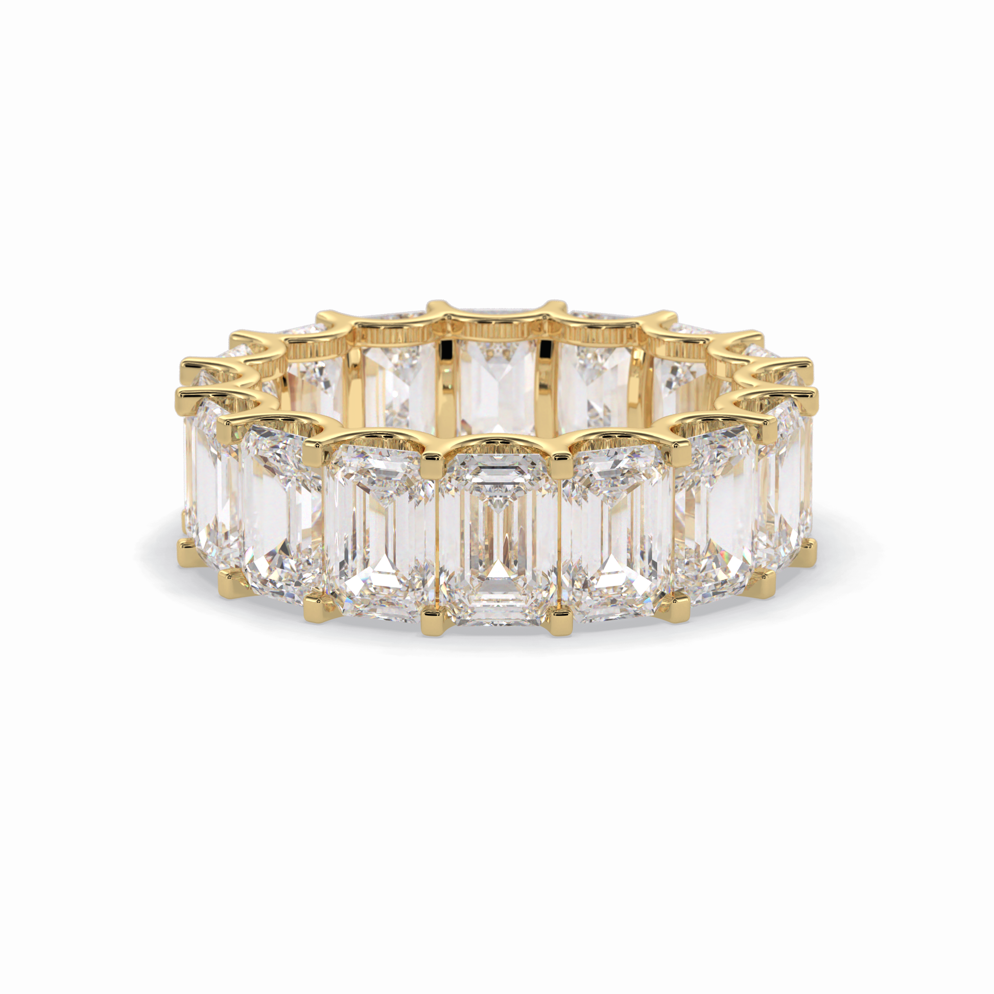 9.65 TCW Emerald Shape Full Eternity Wedding Band 10