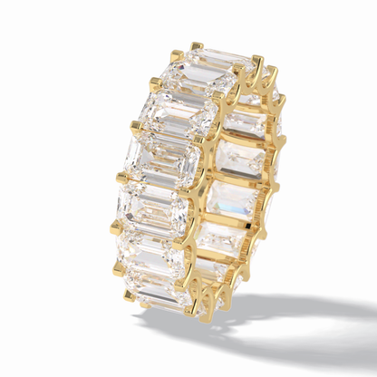 9.65 TCW Emerald Shape Full Eternity Wedding Band 13