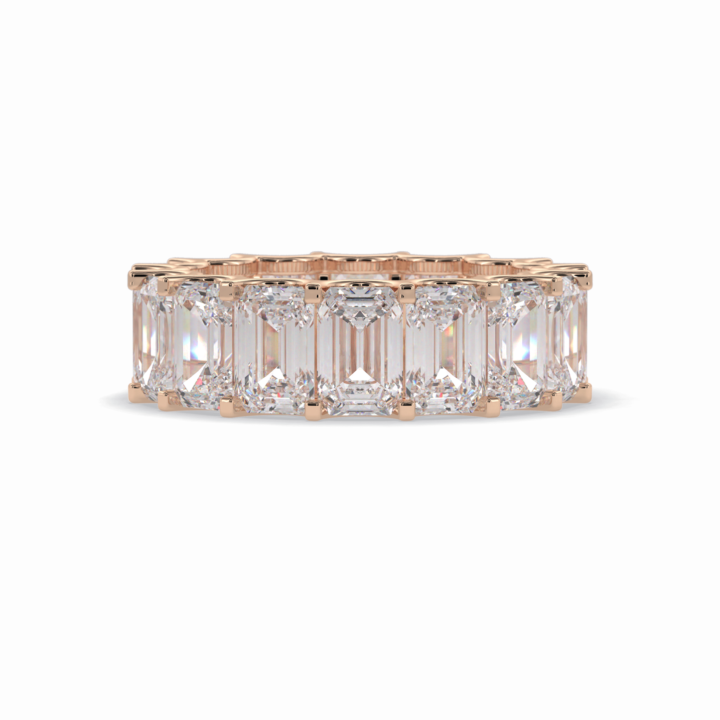 9.65 TCW Emerald Shape Full Eternity Wedding Band 15