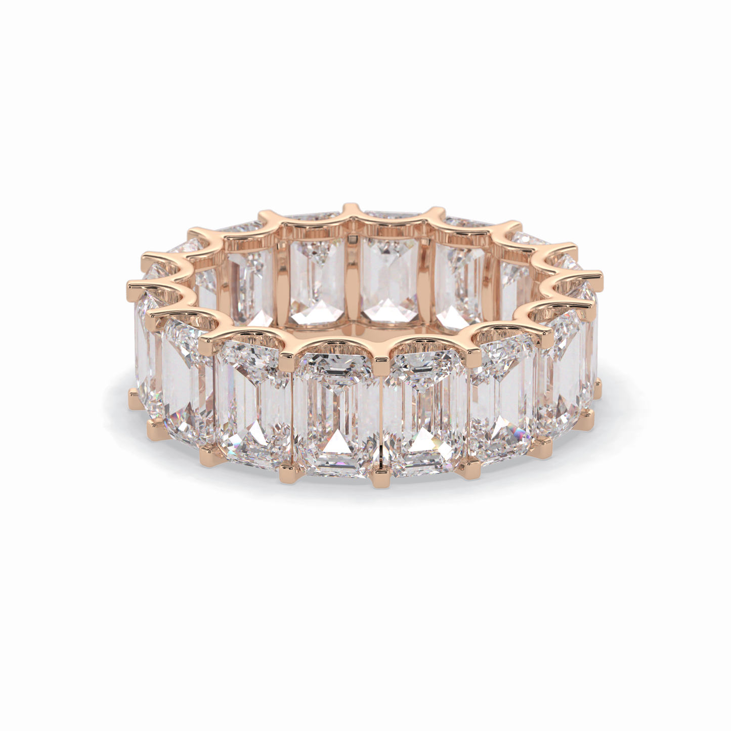 9.65 TCW Emerald Shape Full Eternity Wedding Band 16
