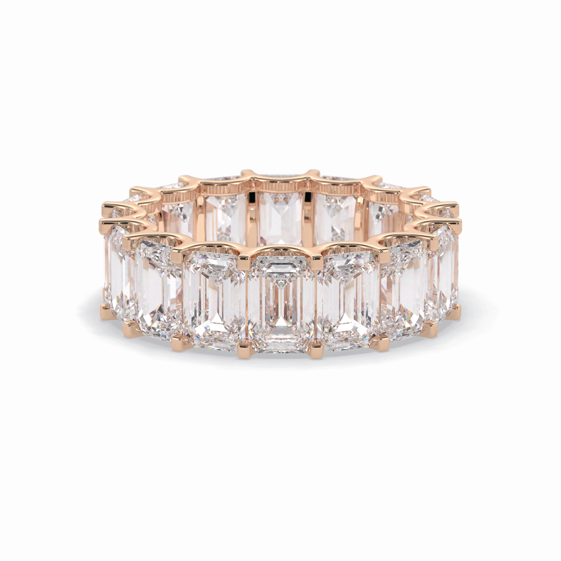 9.65 TCW Emerald Shape Full Eternity Wedding Band 17