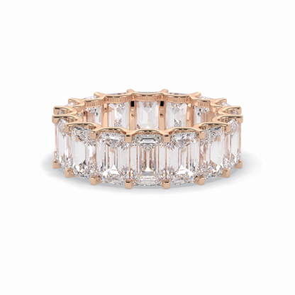 9.65 TCW Emerald Shape Full Eternity Wedding Band 17