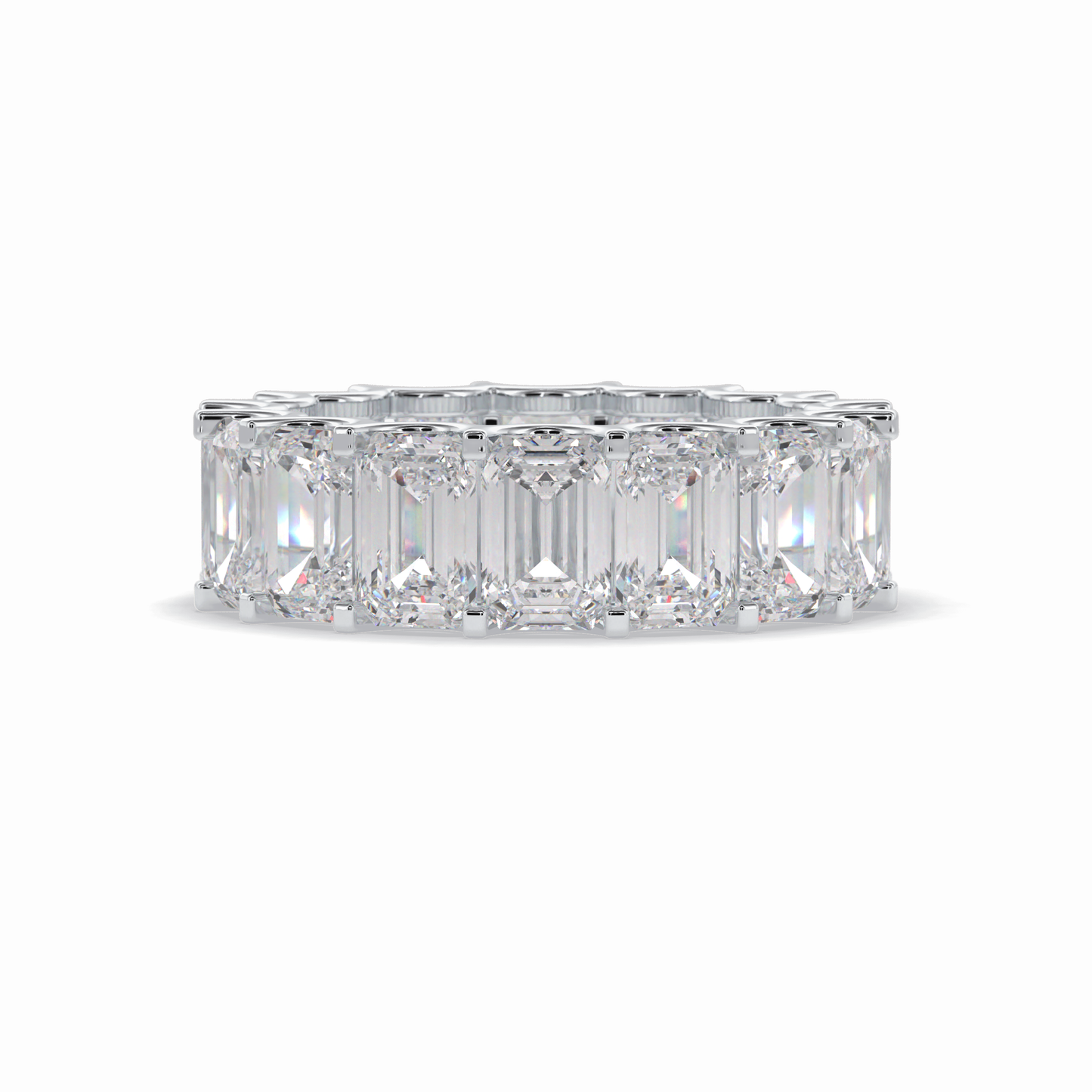 9.65 TCW Emerald Shape Full Eternity Wedding Band 1