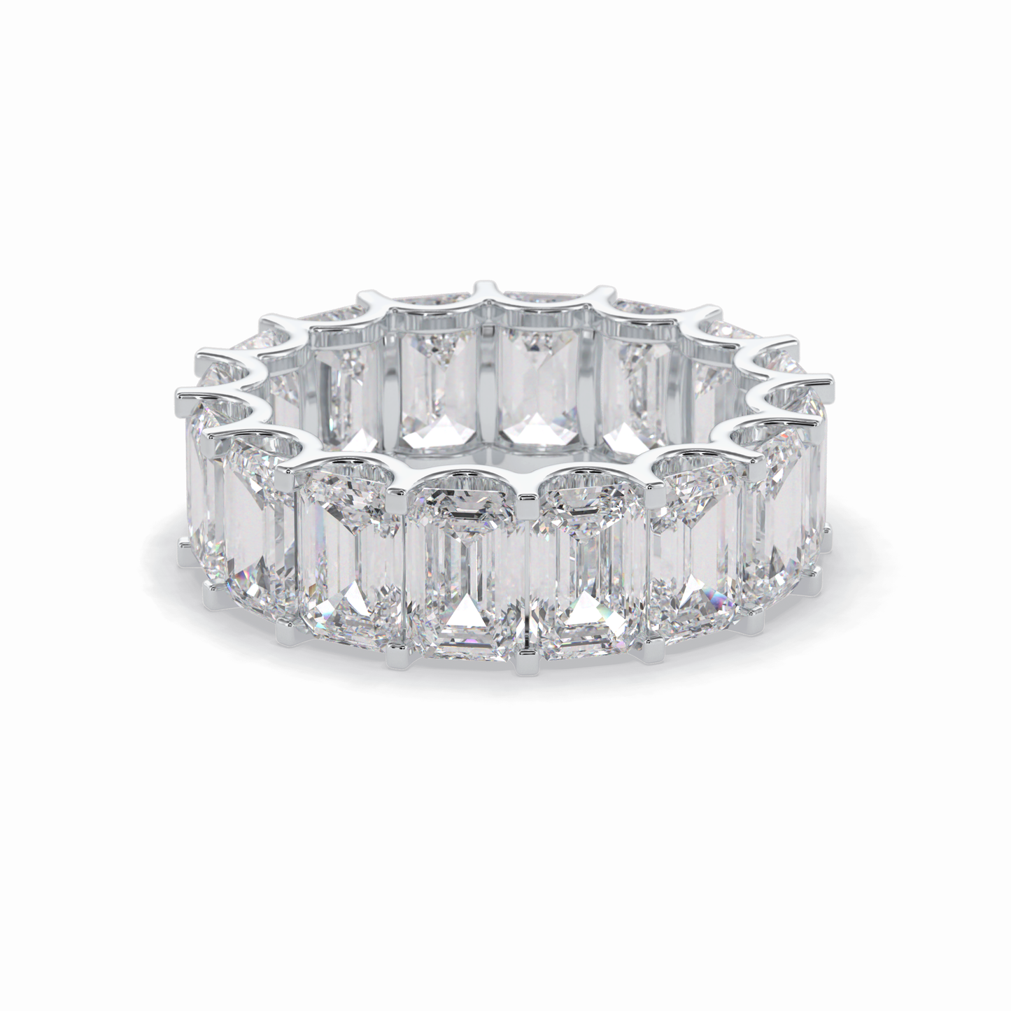 9.65 TCW Emerald Shape Full Eternity Wedding Band 2