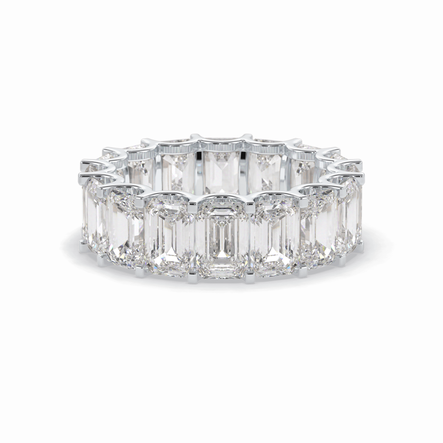 9.65 TCW Emerald Shape Full Eternity Wedding Band 3