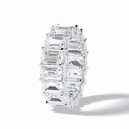 9.65 TCW Emerald Shape Full Eternity Wedding Band 7