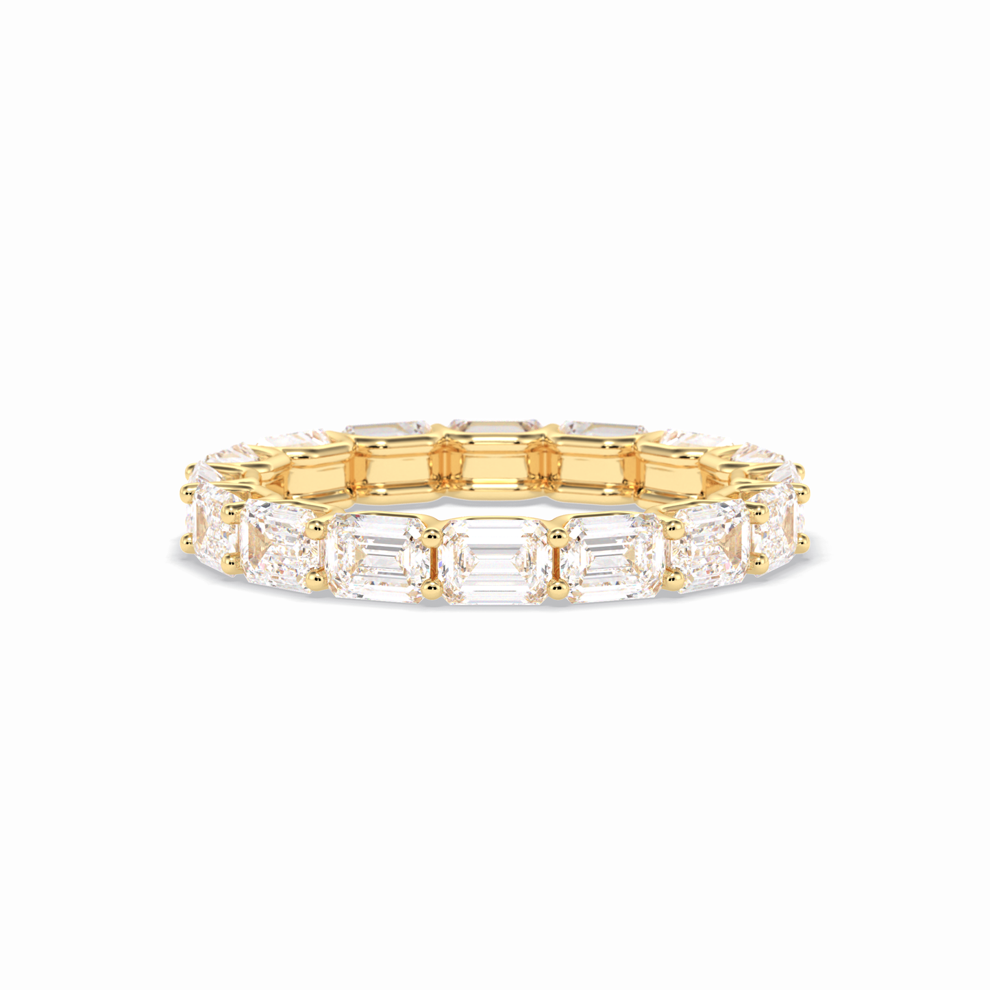 3.27 TCW Emerald Shape Full Eternity Wedding Band 8