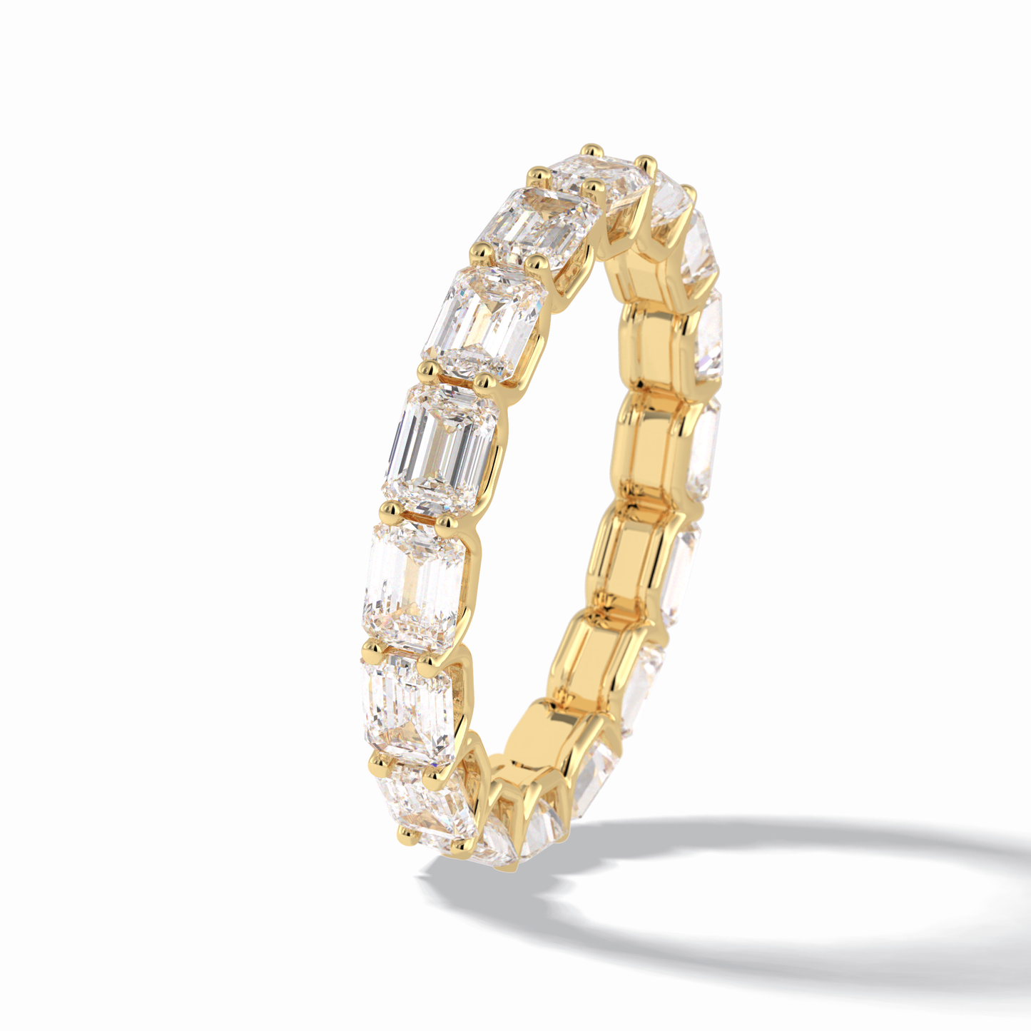 3.27 TCW Emerald Shape Full Eternity Wedding Band 13