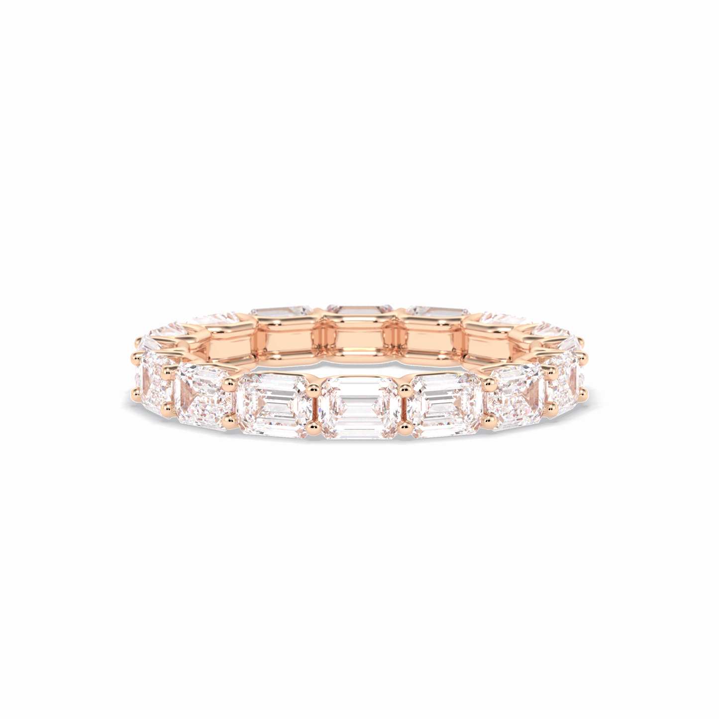 3.27 TCW Emerald Shape Full Eternity Wedding Band 15