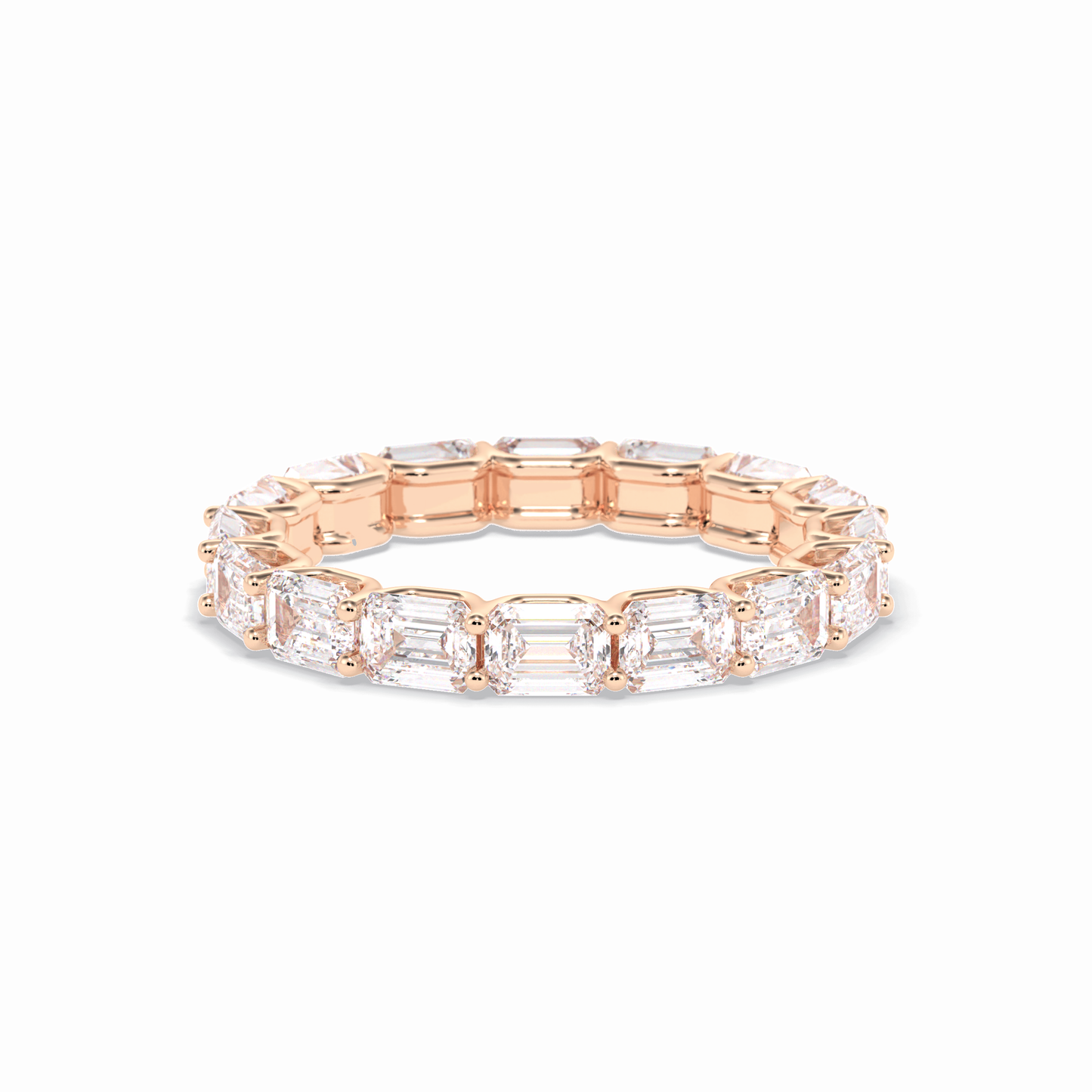 3.27 TCW Emerald Shape Full Eternity Wedding Band 17