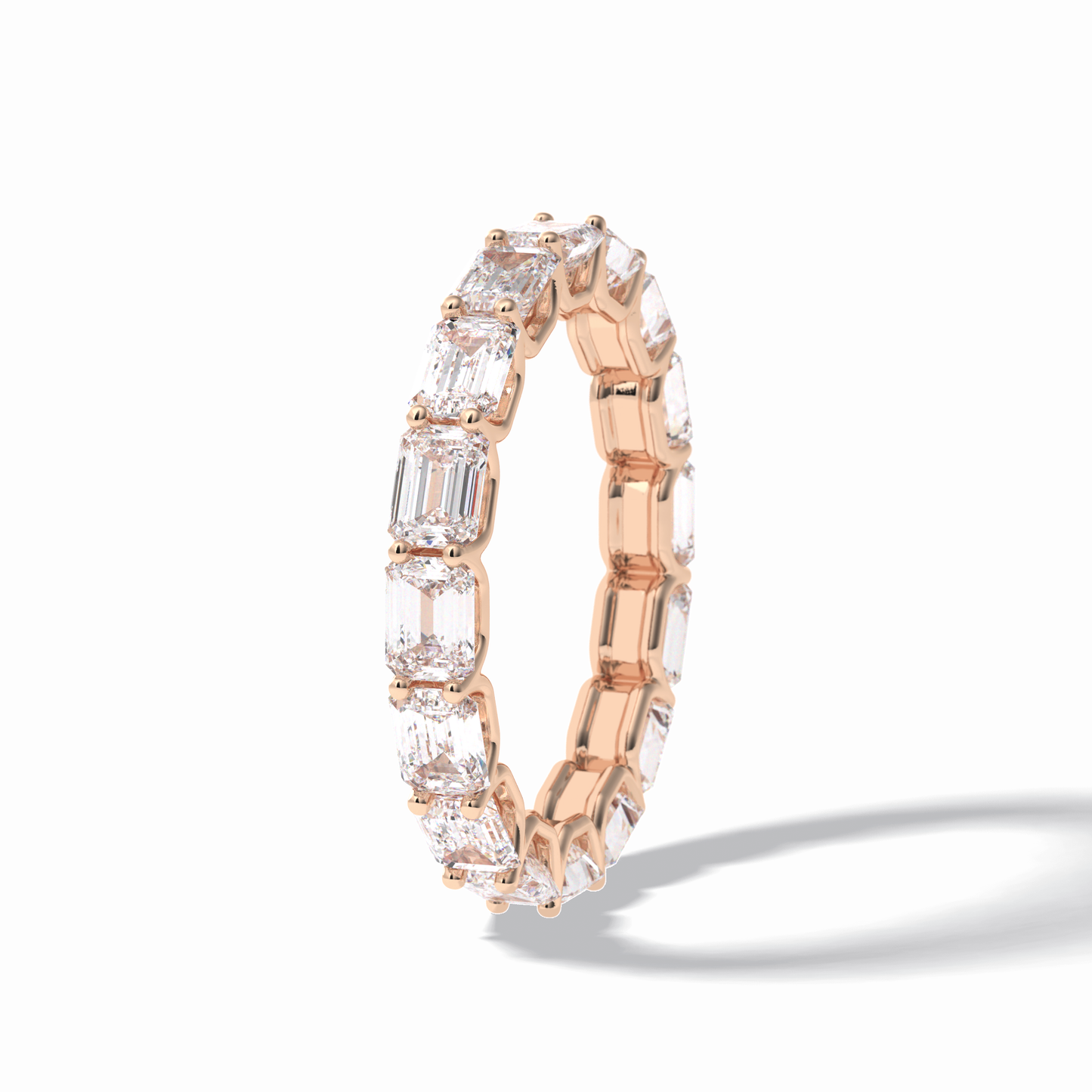 3.27 TCW Emerald Shape Full Eternity Wedding Band 19
