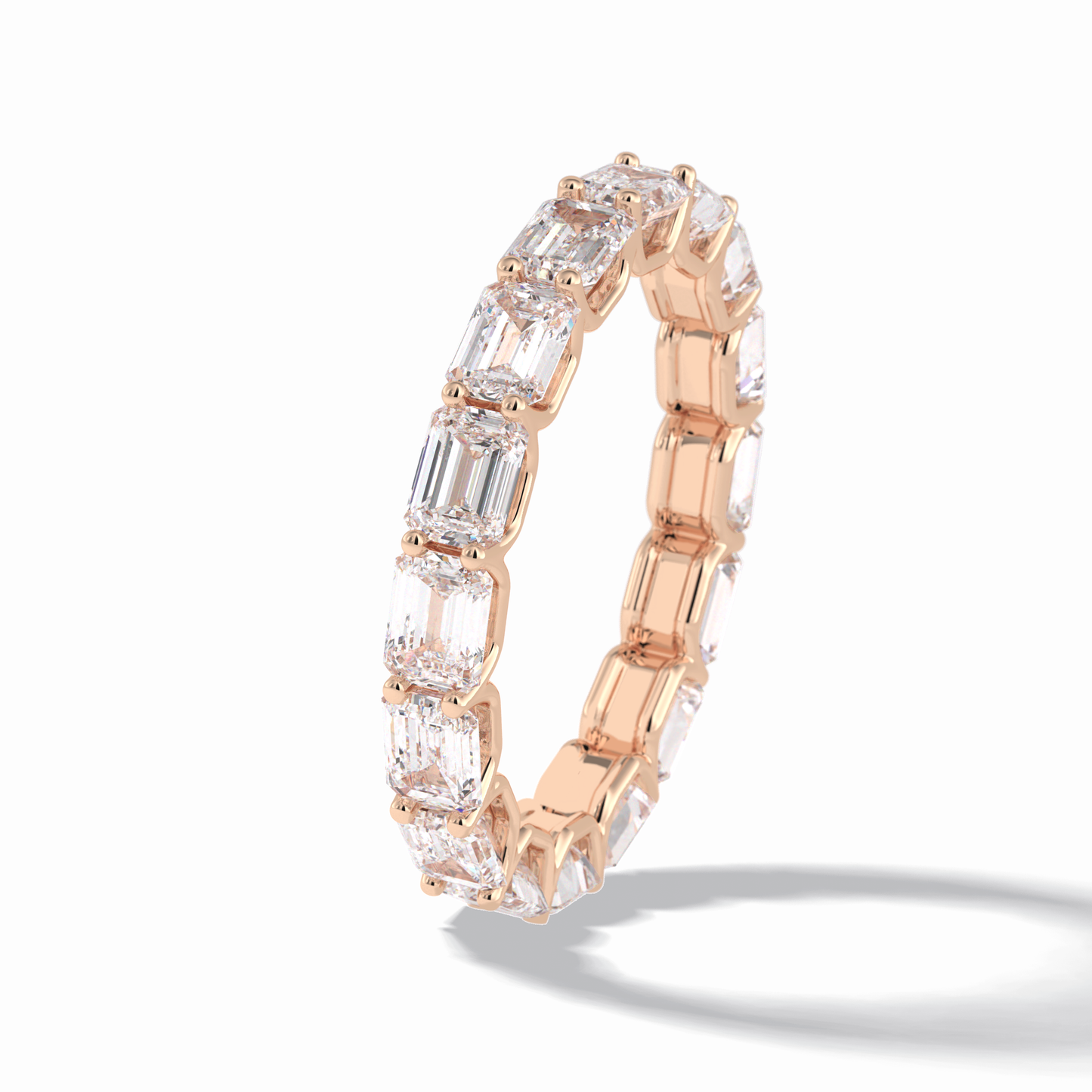 3.27 TCW Emerald Shape Full Eternity Wedding Band 20